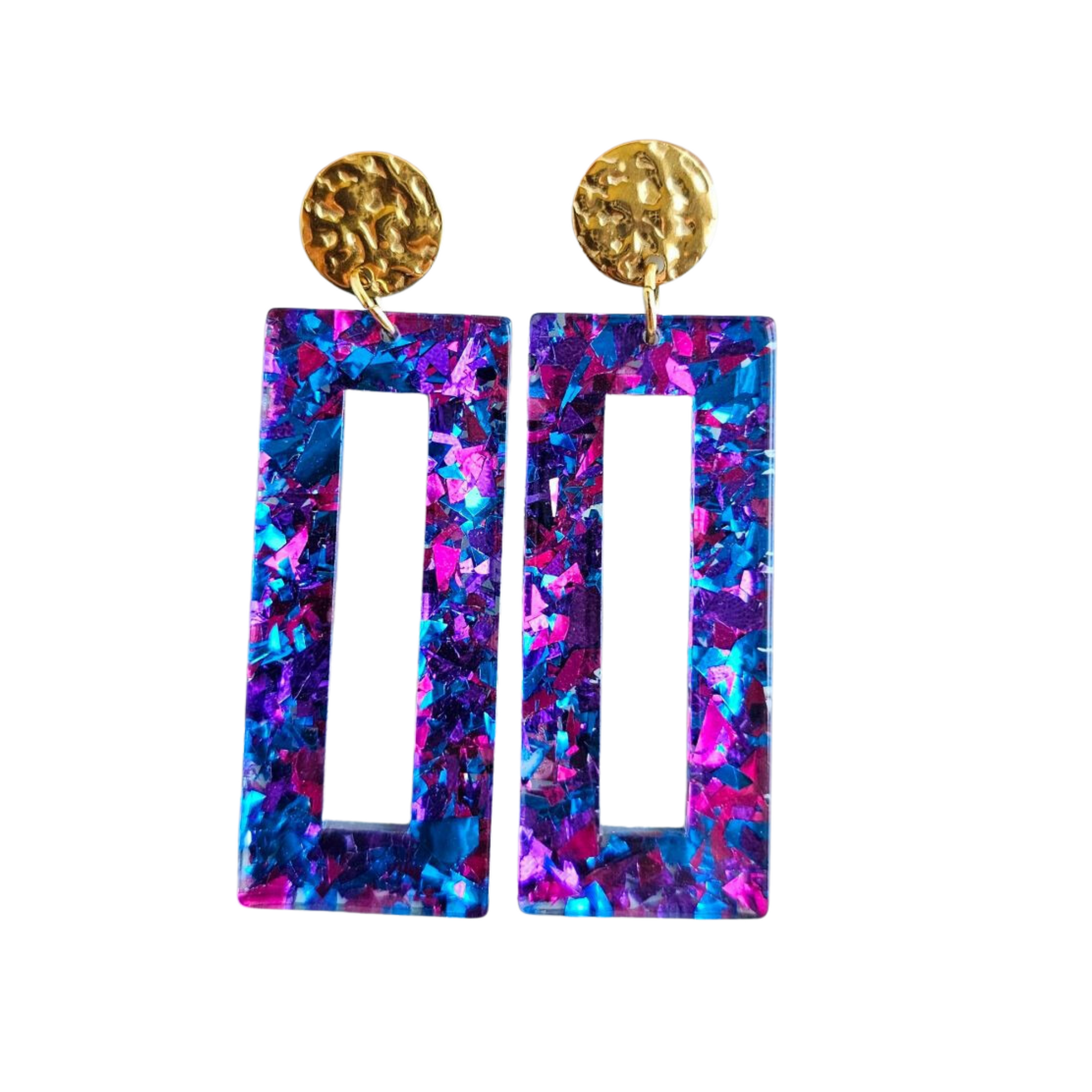 A pair of Confetti Geometric Earrings- Blue from MECHEE