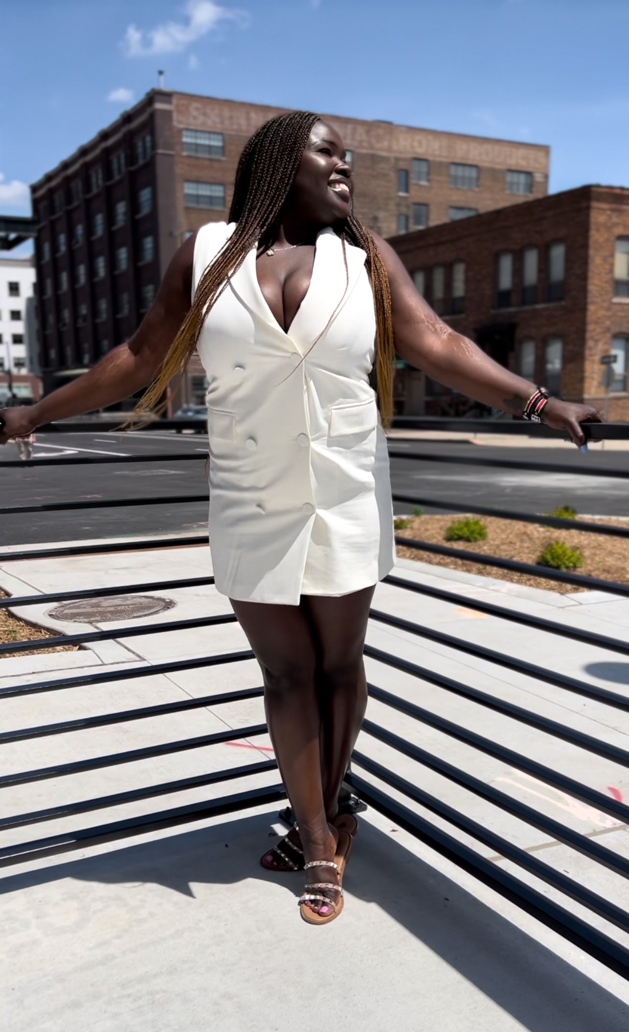 Sleeveless Mini Blazer Dress- White